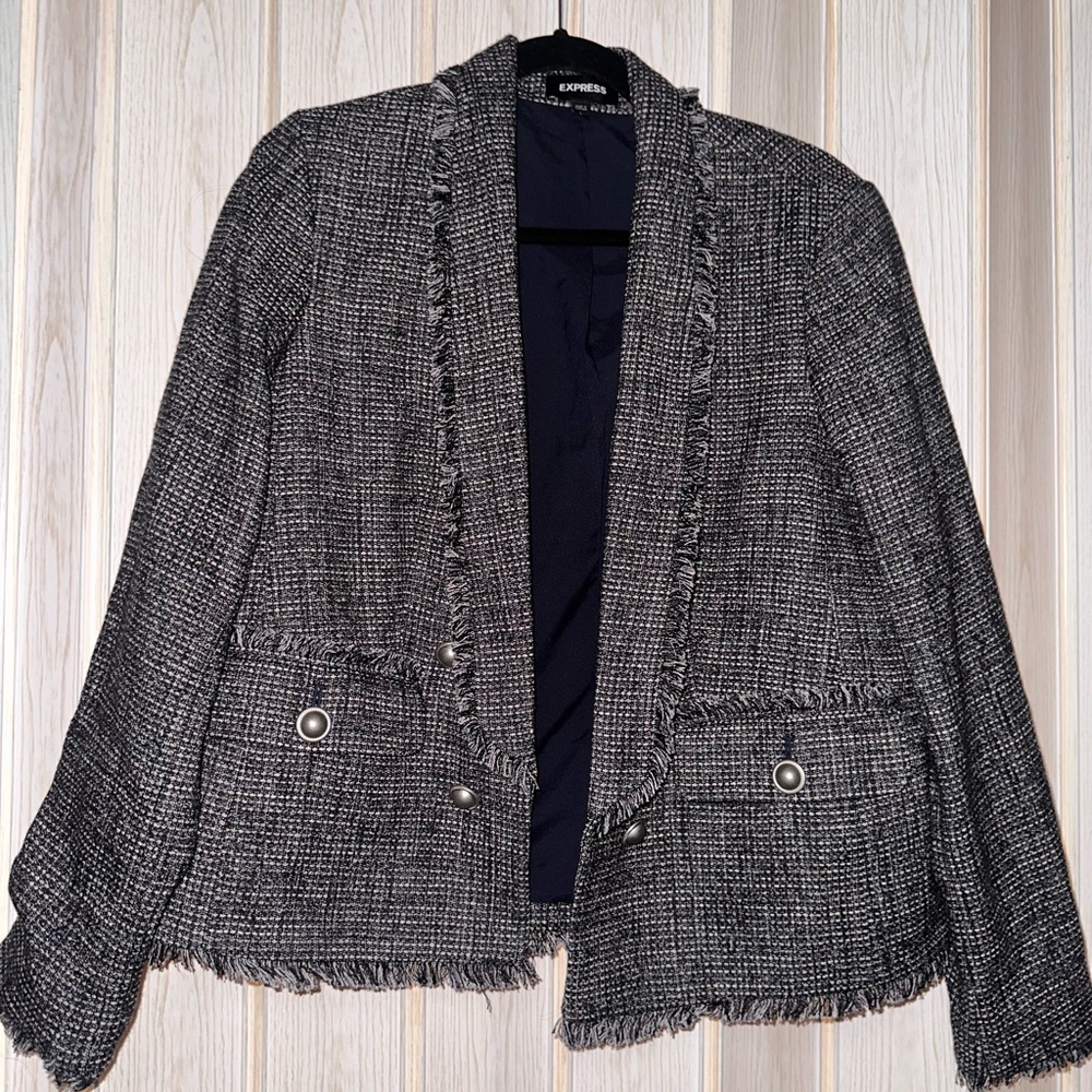 Express Women's Charcoal Tweed Blazer